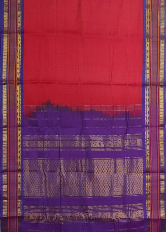 Ruby pink color Handloom Gadwal sico saree