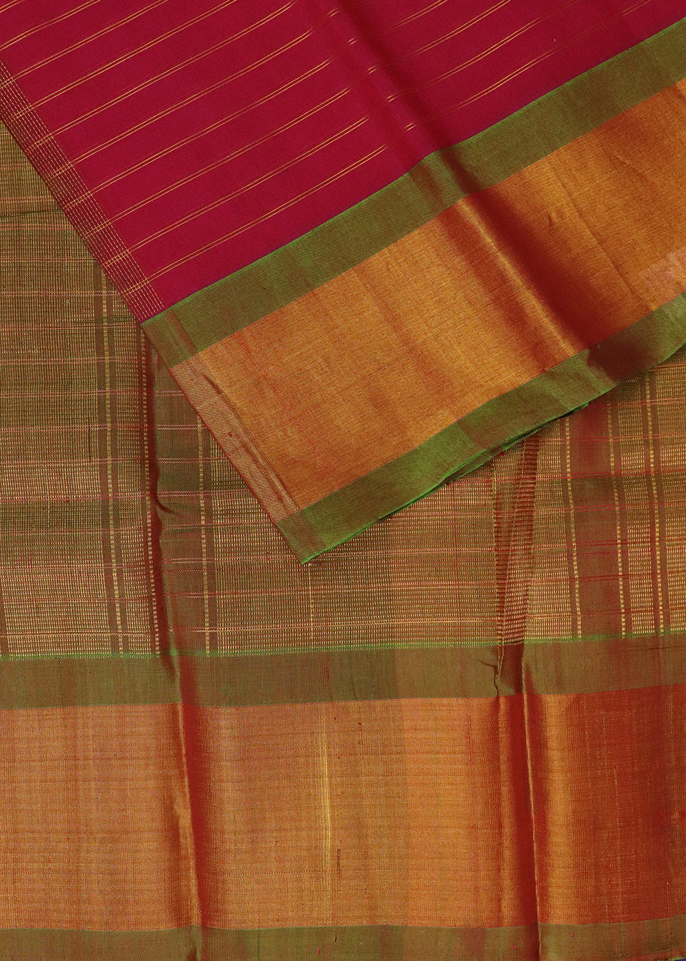 Fire brick color Handloom Gadwal sico saree