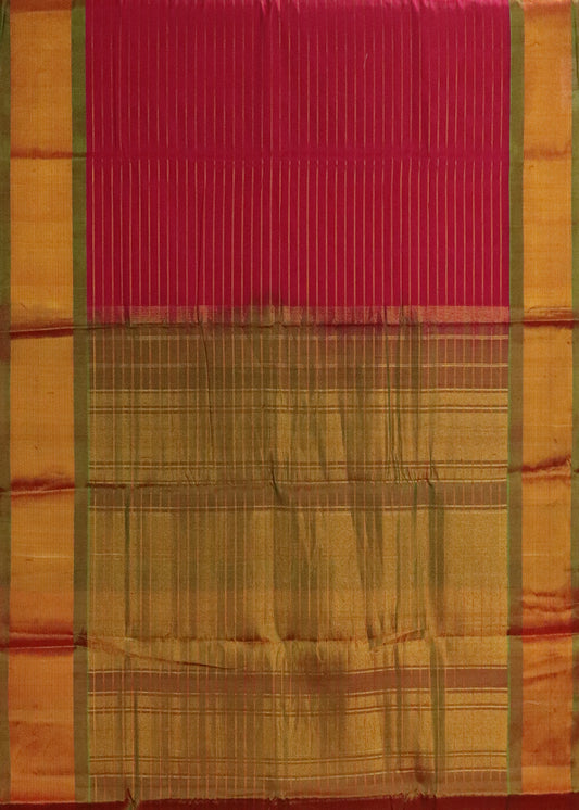 Fire brick color Handloom Gadwal sico saree