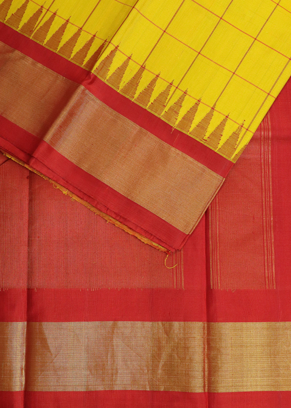 Tuscany yellow color handloom Gadwal Silk saree