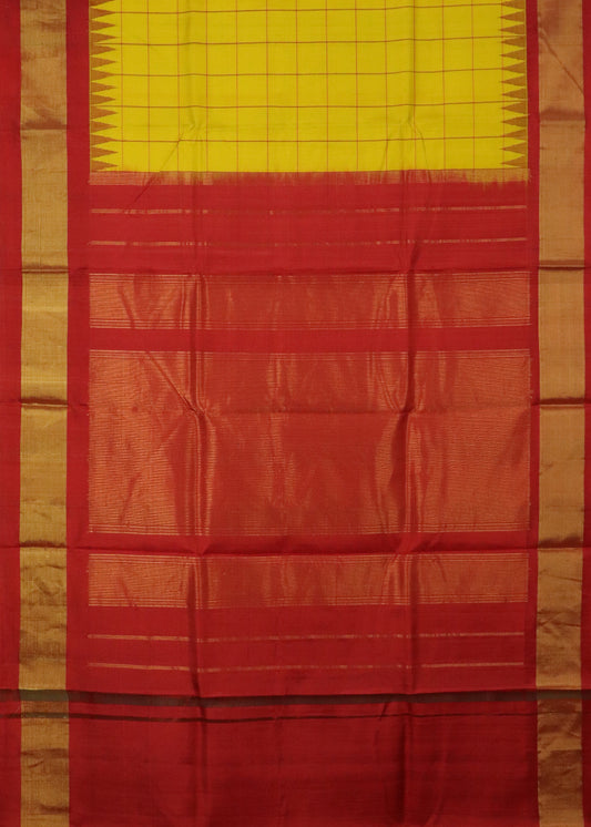 Tuscany yellow color handloom Gadwal Silk saree