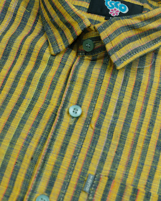 Bumblebee yellow color handwoven khadi shirt