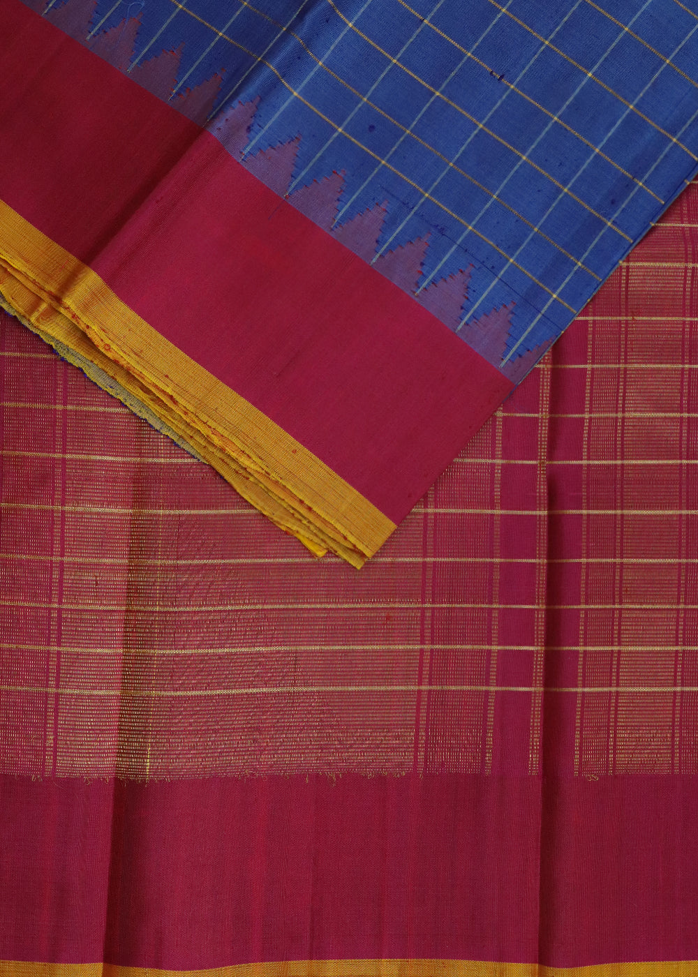 Space blue color handloom Gadwal Silk saree