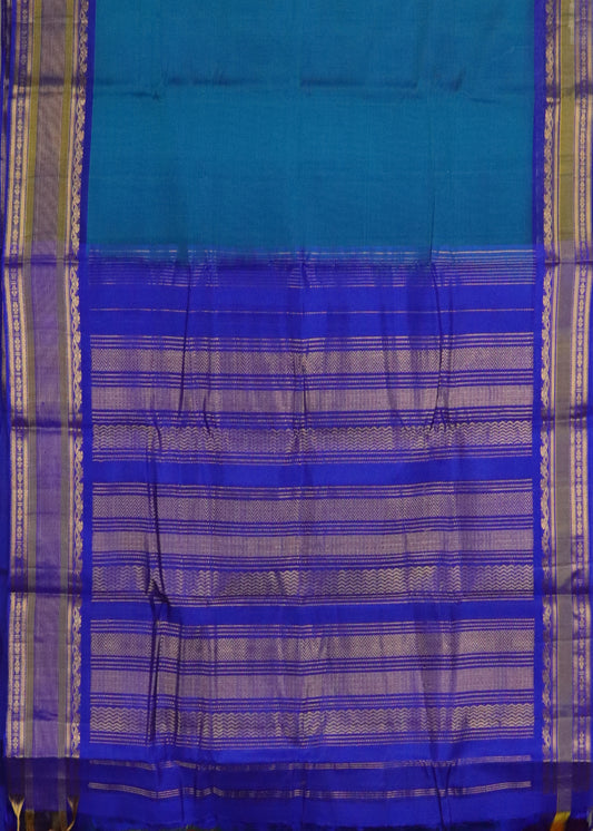 Sapphire blue color Handloom Gadwal sico saree