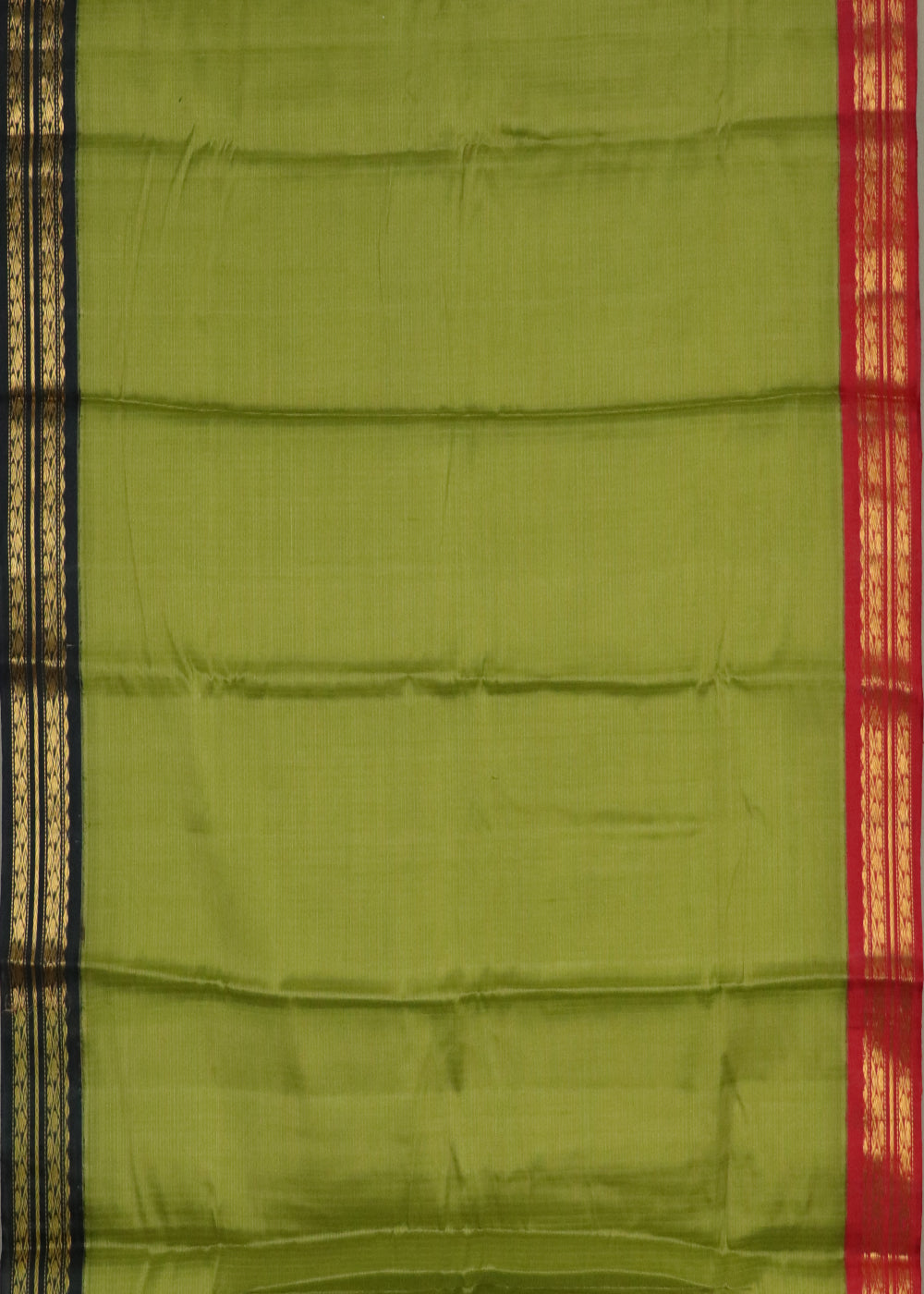 Olive green color Gadwal cotton saree