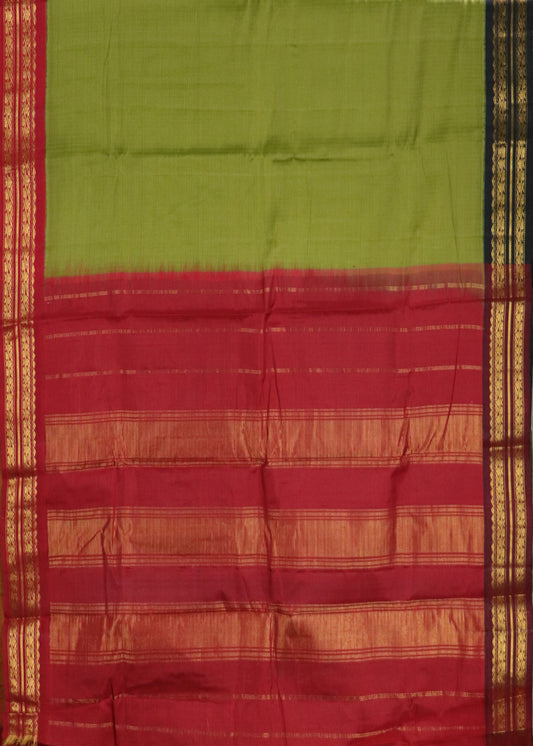 Olive green color Gadwal cotton saree