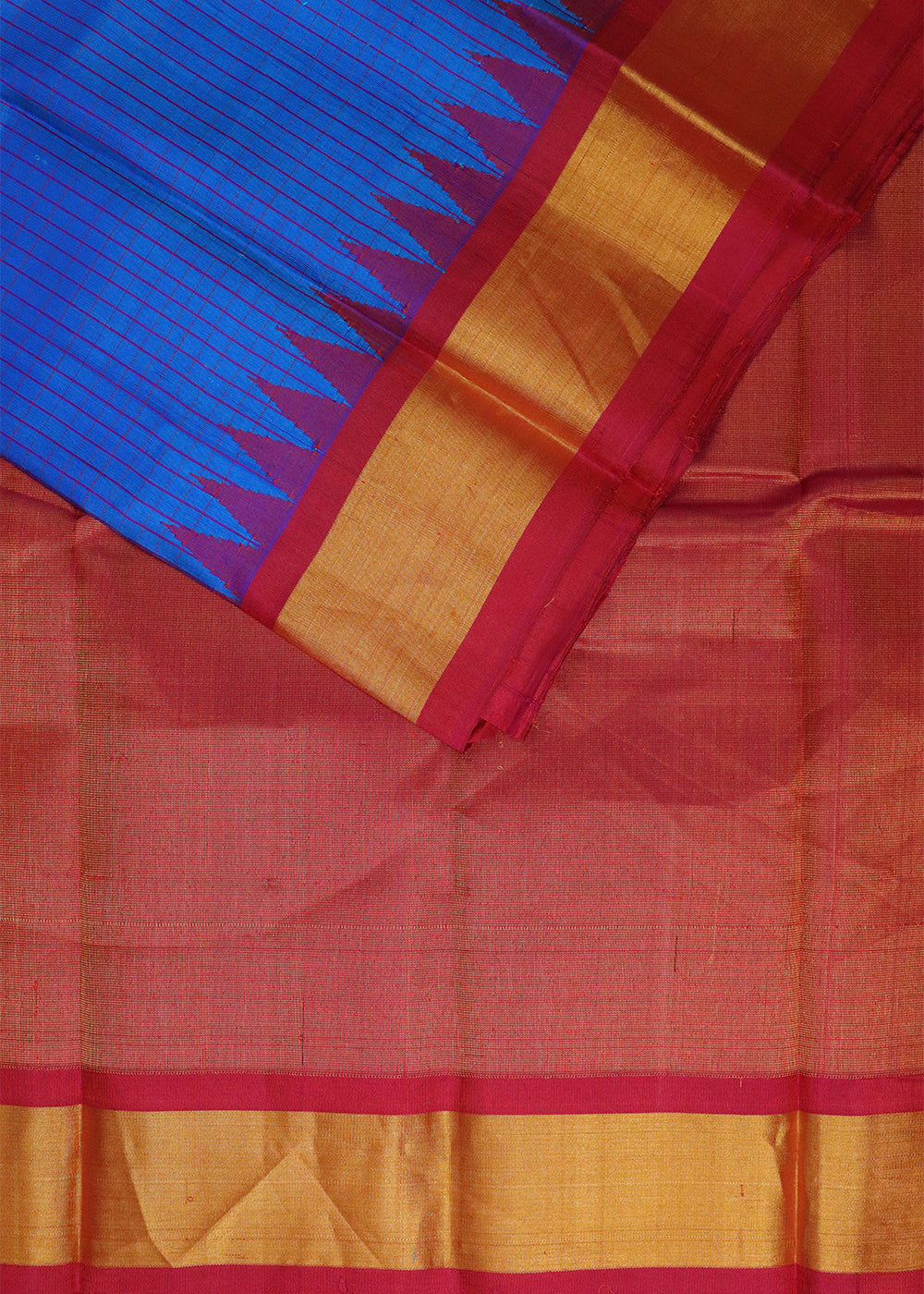 Egyptian blue color handloom Gadwal Silk saree