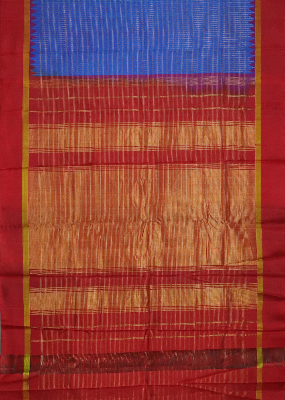 Egyptian blue color handloom Gadwal Silk saree