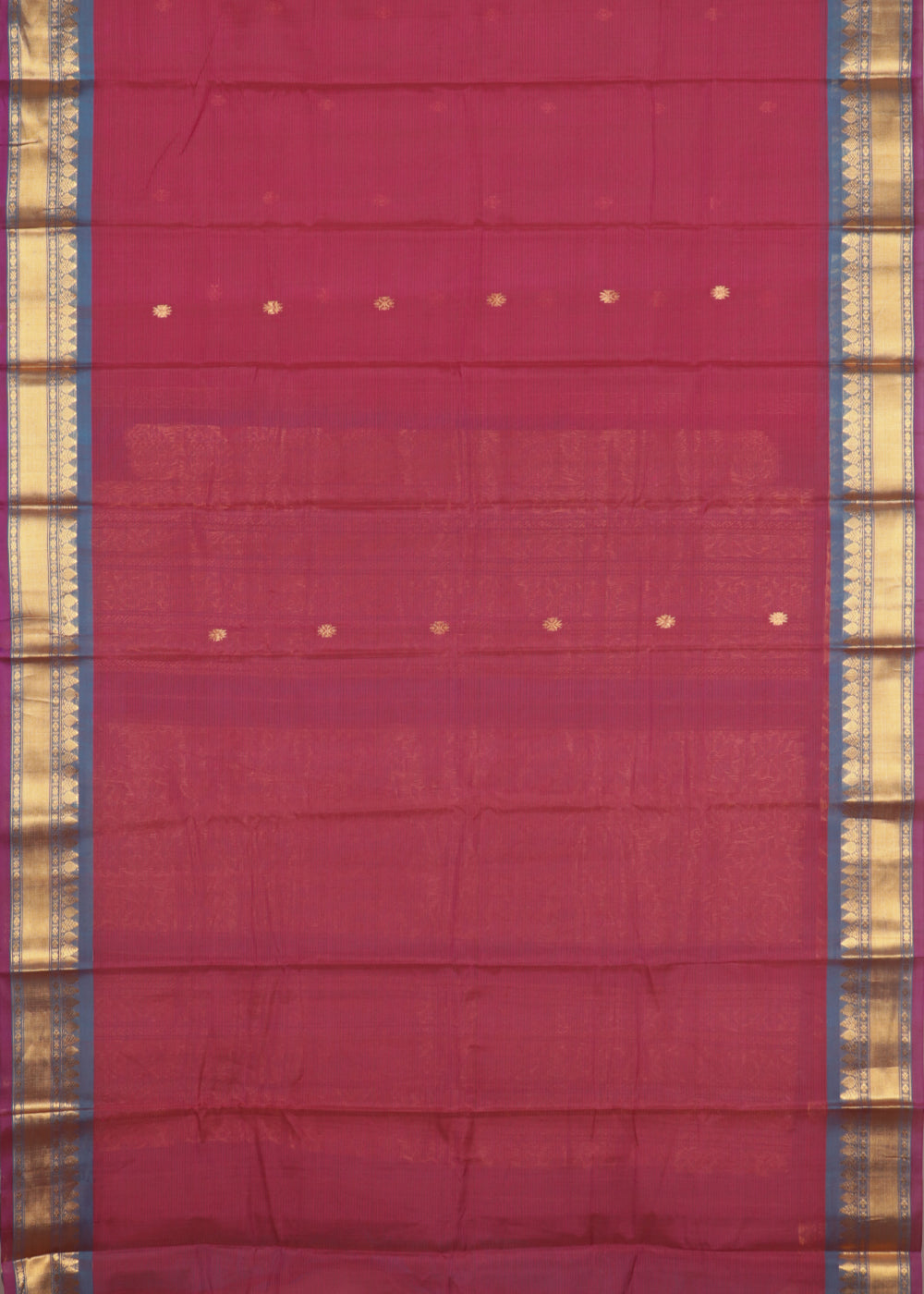 Carmine red color Handloom Gadwal sico saree