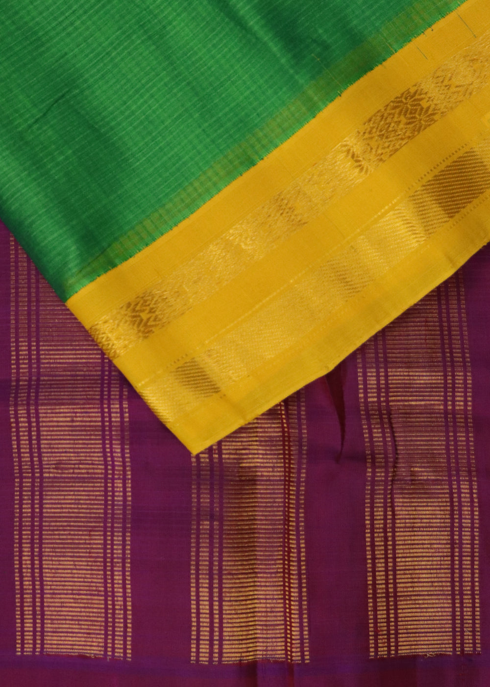 Forest green color Gadwal cotton saree