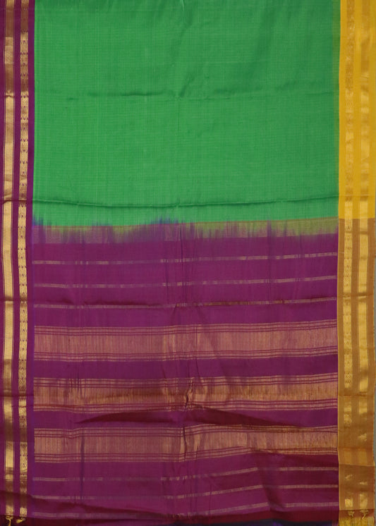 Forest green color Gadwal cotton saree