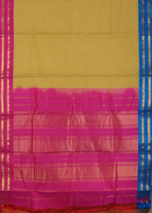 Flaxen color Gadwal cotton saree