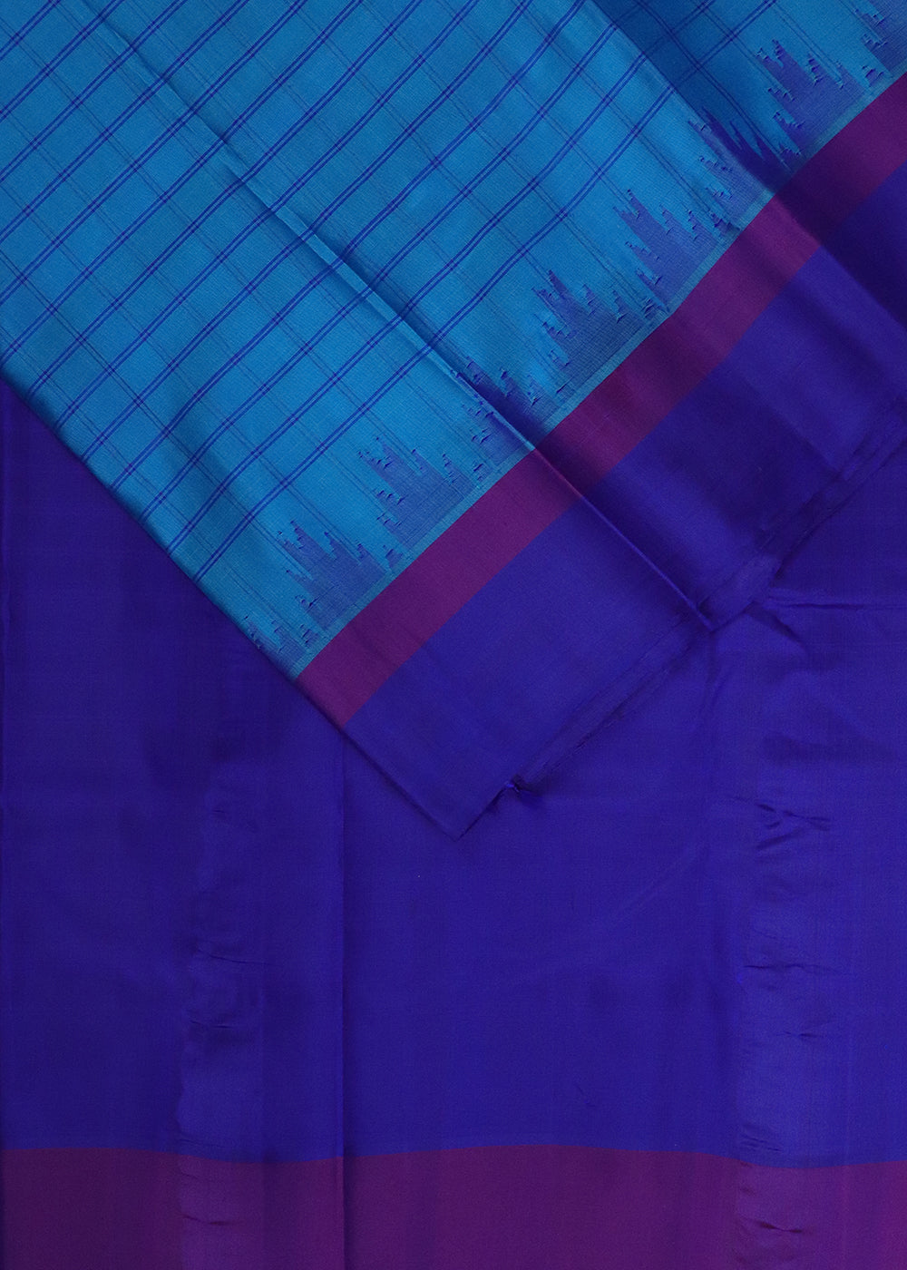 Azure blue color handloom Gadwal Silk saree