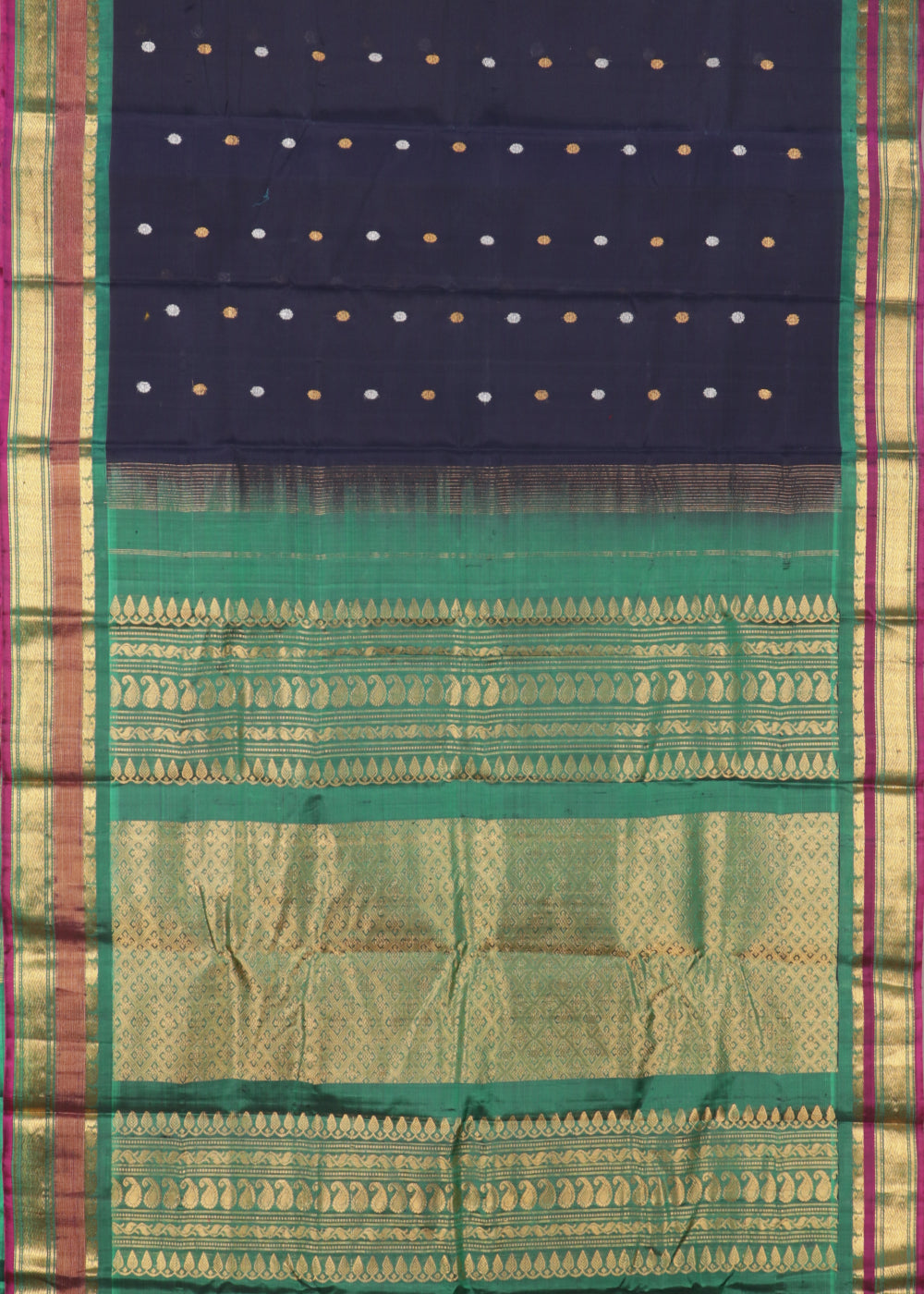 Denim blue color Handloom Gadwal sico saree