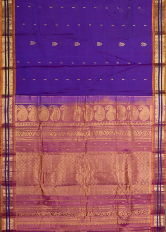 Blue color Handloom Gadwal sico saree