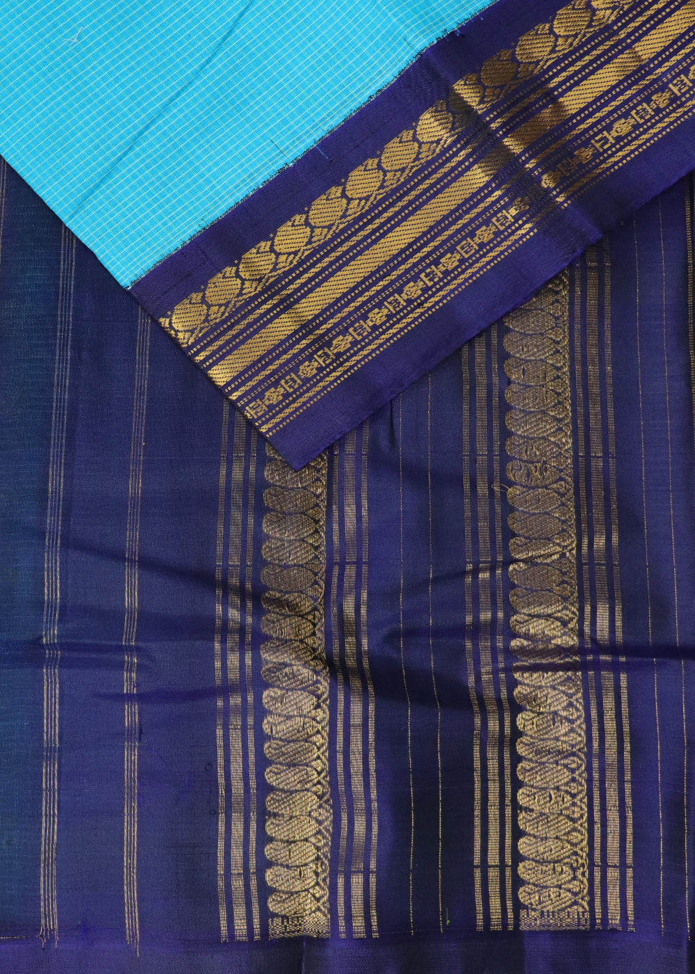 Olympic blue color Gadwal cotton saree