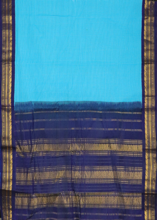 Olympic blue color Gadwal cotton saree