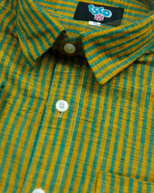 Cyber yelllow color handwoven khadi shirt