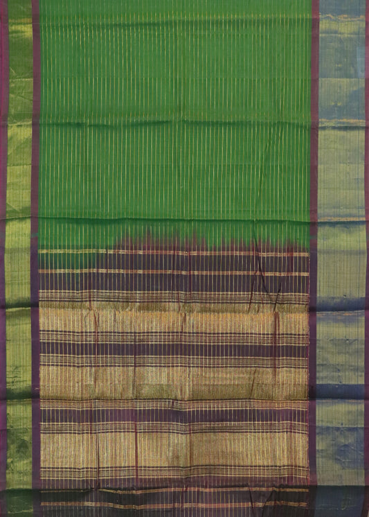 Forest green color Handloom Gadwal sico saree