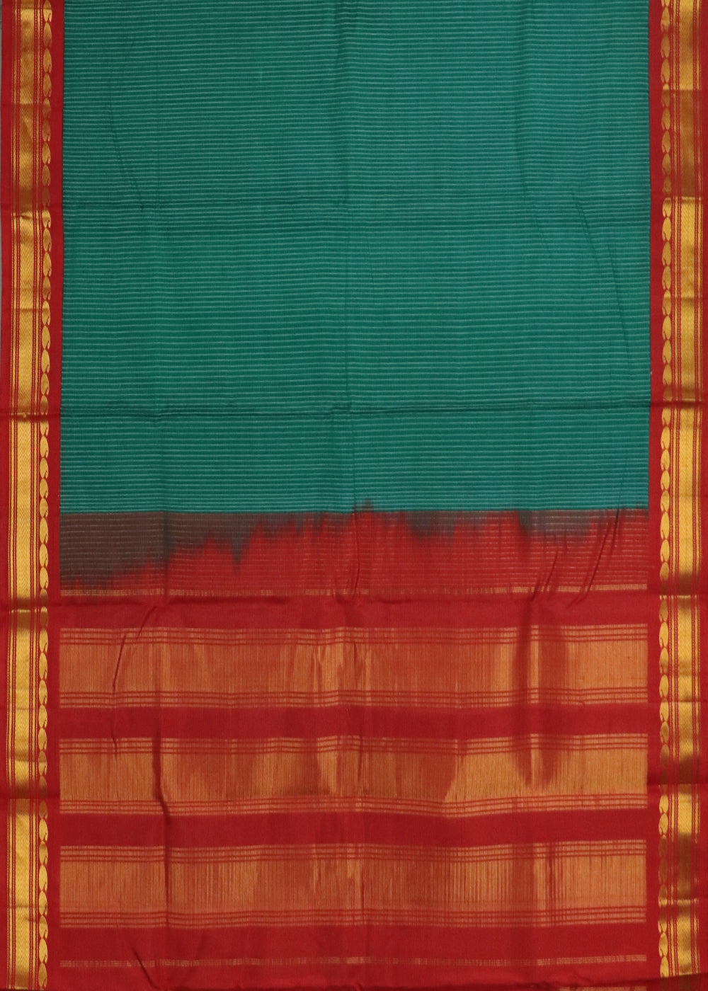 Dark green color Gadwal cotton saree