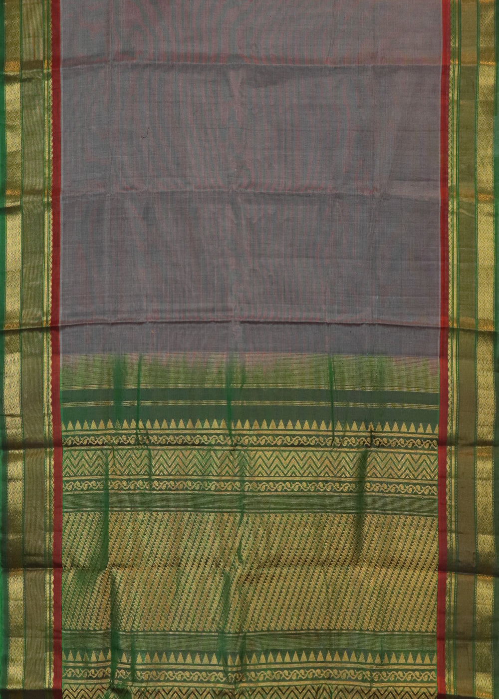 Ash gray color Handloom Gadwal sico saree