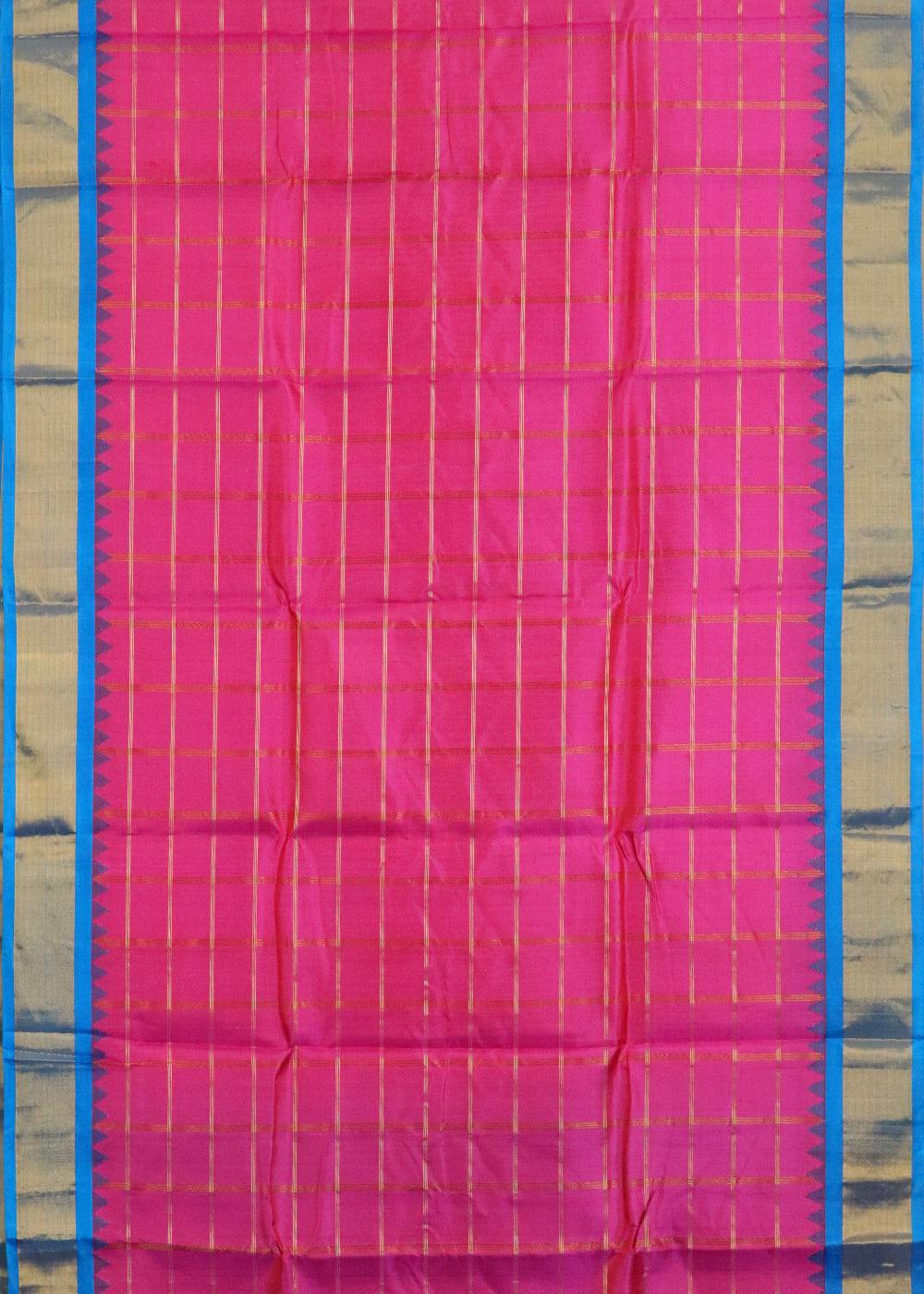 Ruby pink color handloom Gadwal Silk saree