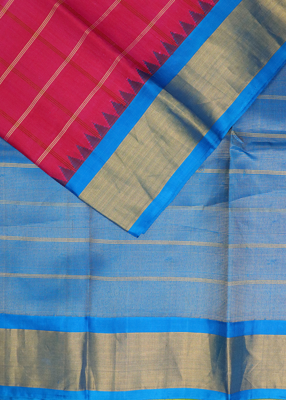 Ruby pink color handloom Gadwal Silk saree