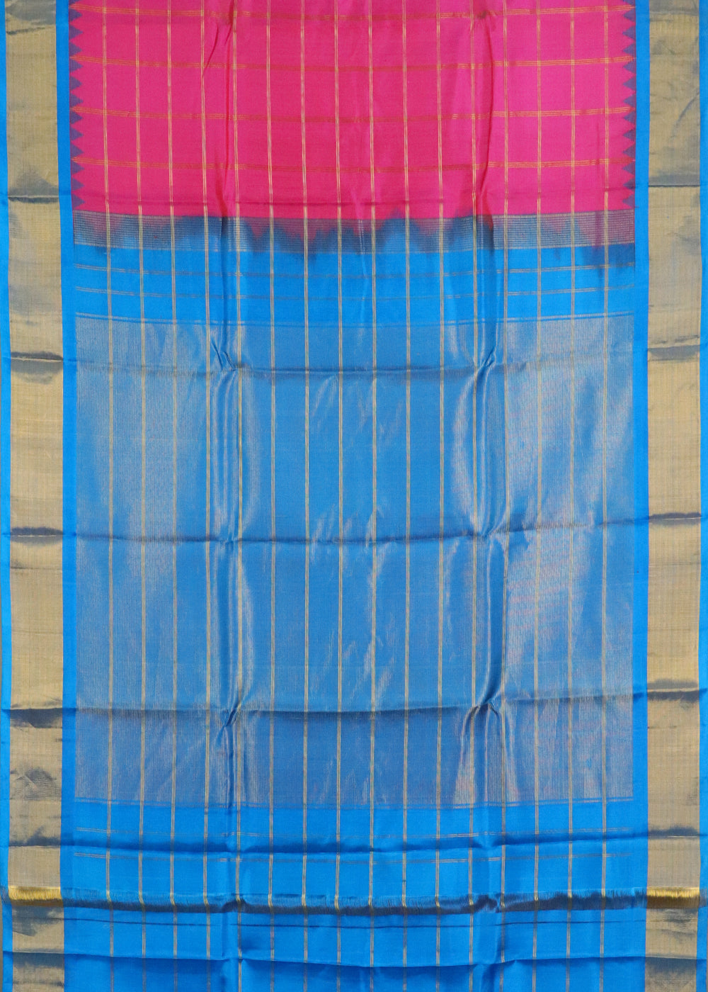 Ruby pink color handloom Gadwal Silk saree