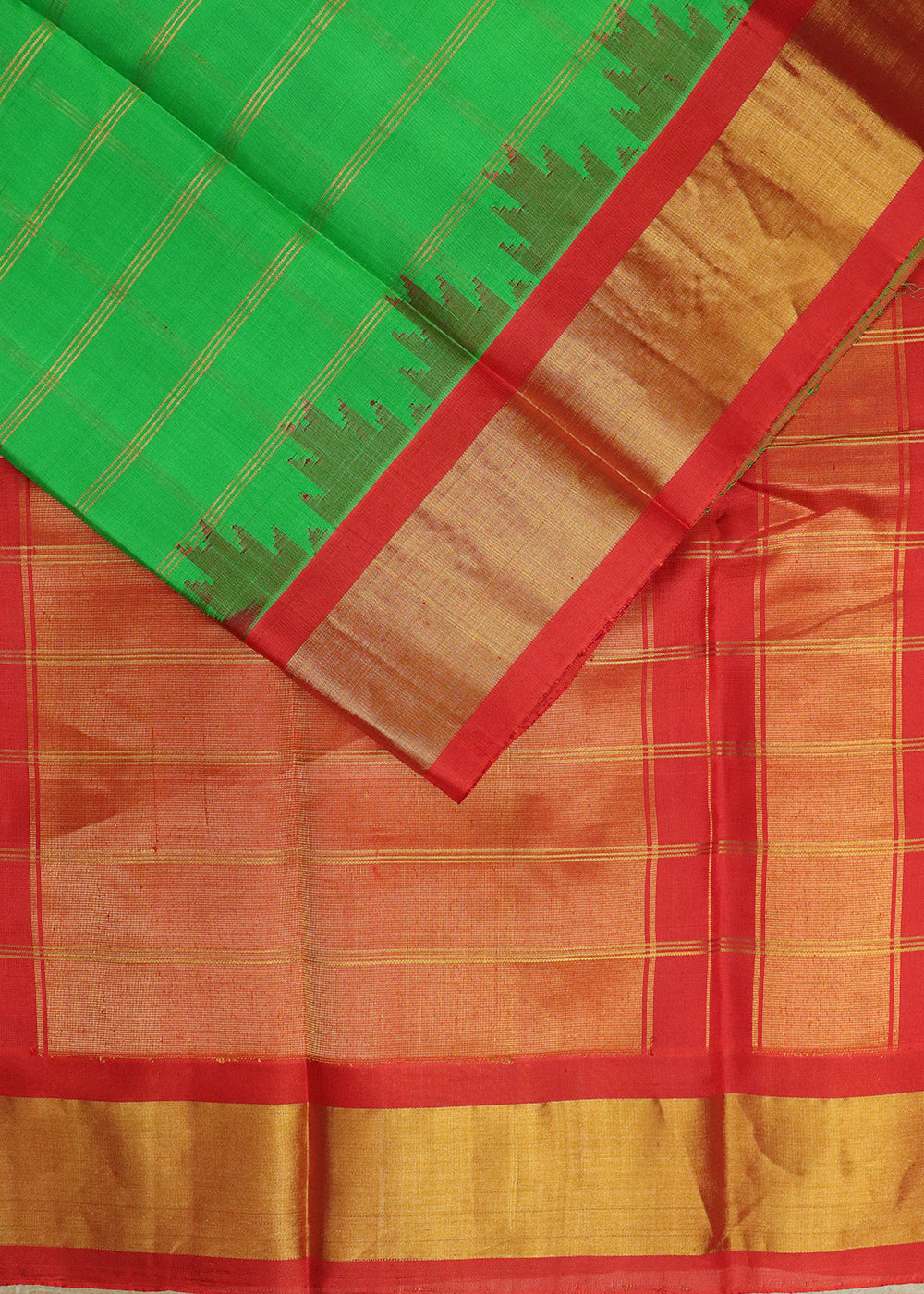 Green color handloom Gadwal Silk saree