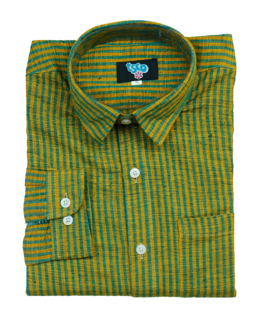 Cyber yelllow color handwoven khadi shirt