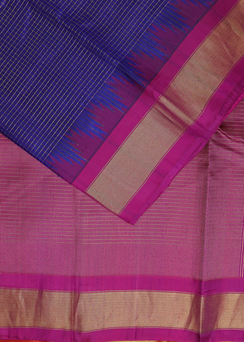 Navy blue color handloom Gadwal Silk saree