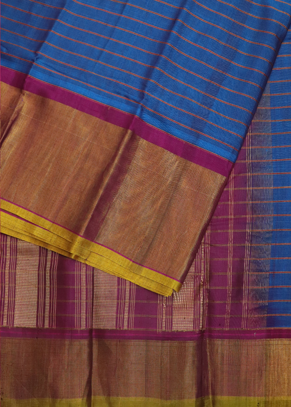 Sapphire blue color Handloom Gadwal sico saree