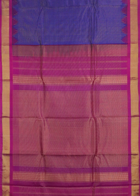 Navy blue color handloom Gadwal Silk saree