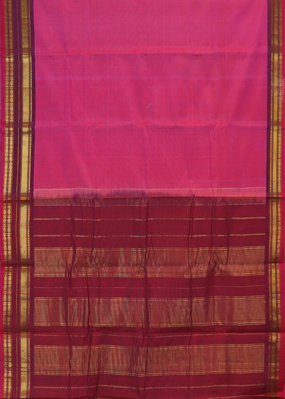 Hot pink color Handloom Gadwal sico saree