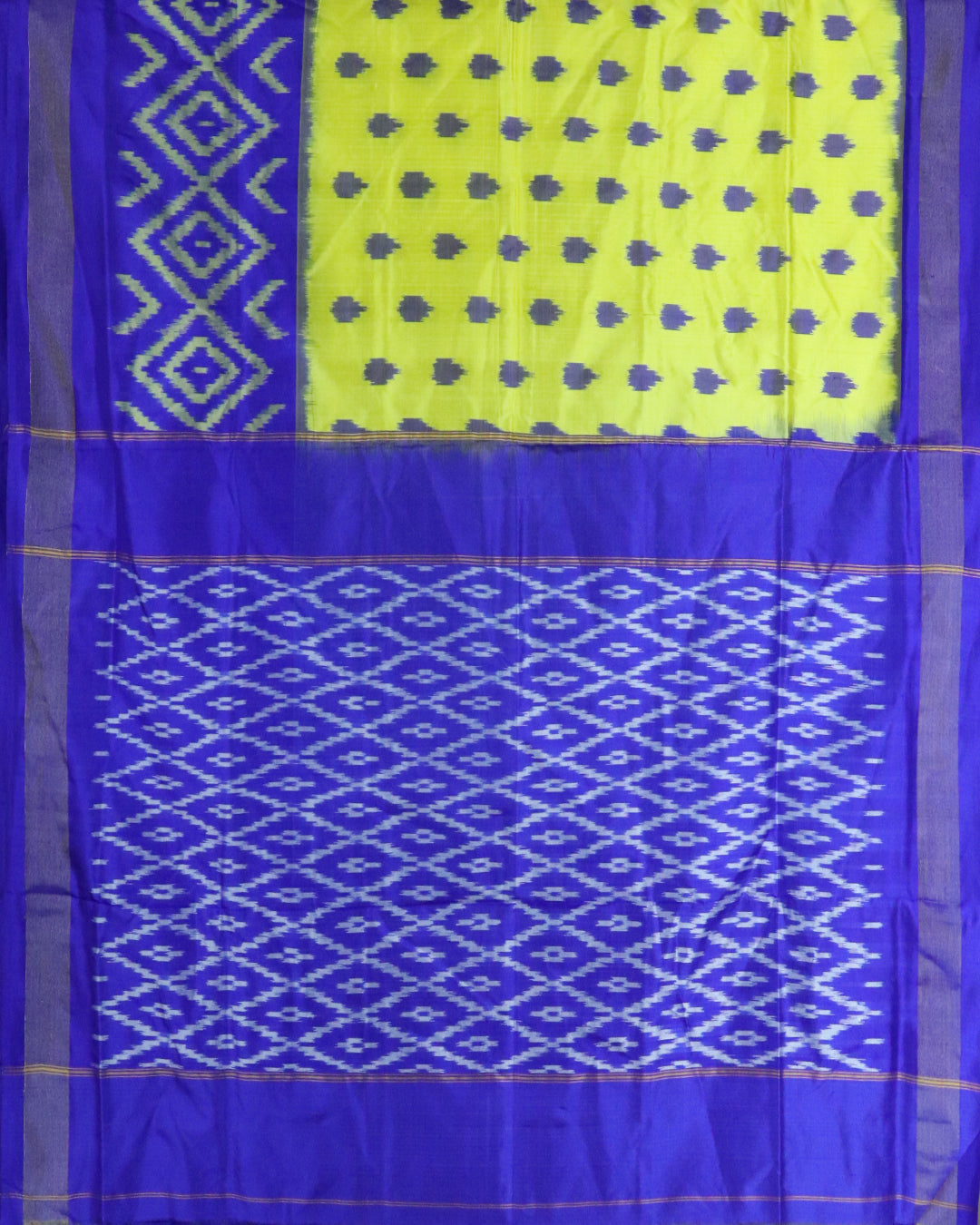 Lemon yellow color Pochampally Silk Sarees