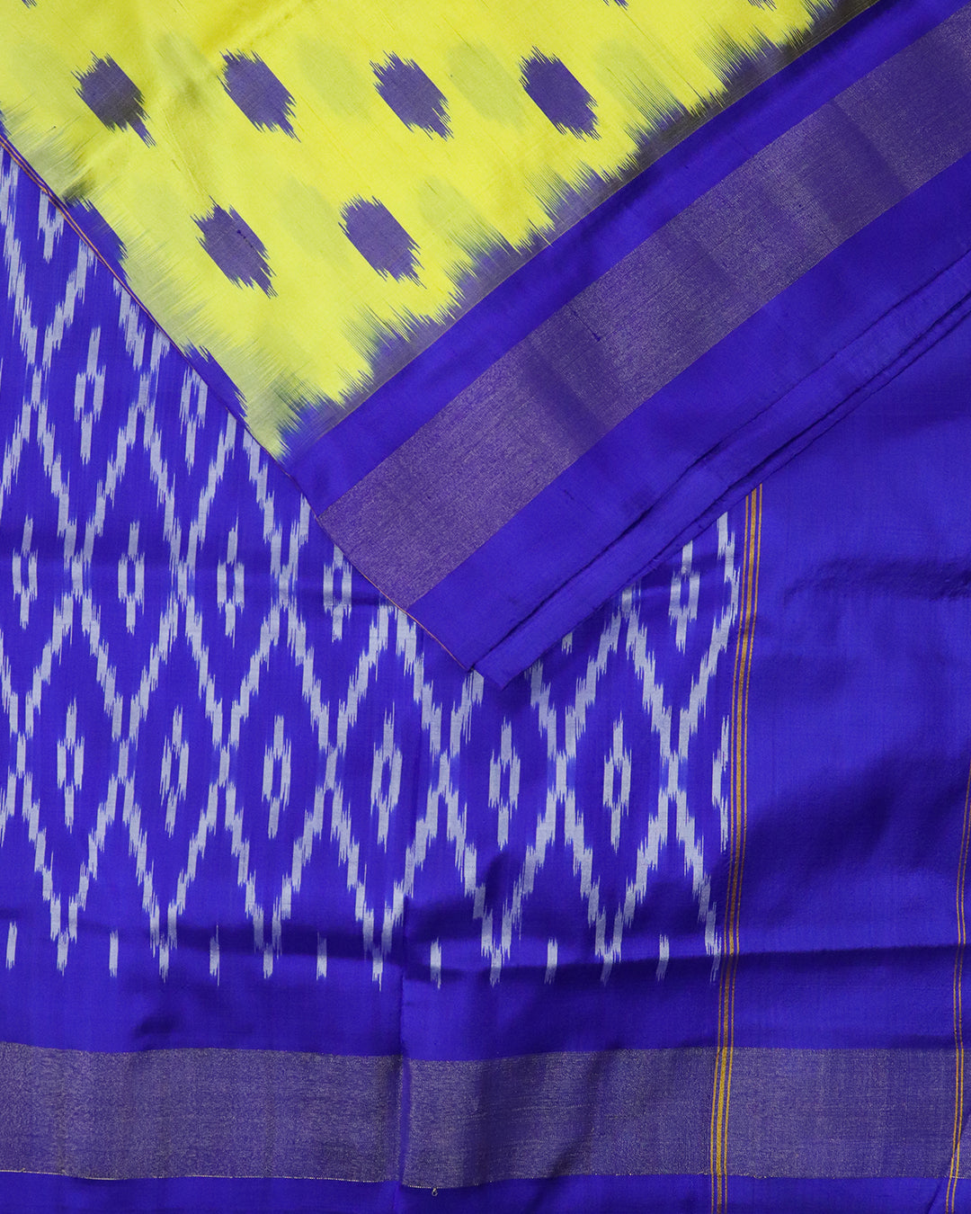 Lemon yellow color Pochampally Silk Sarees