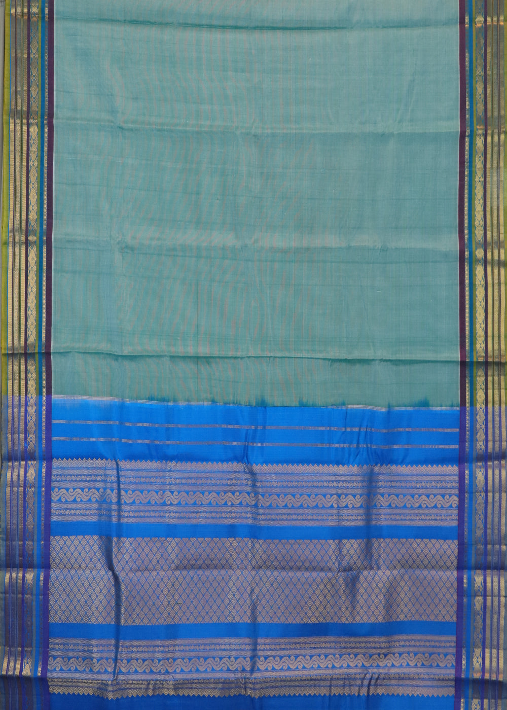 Turkish blue color Handloom Gadwal sico saree