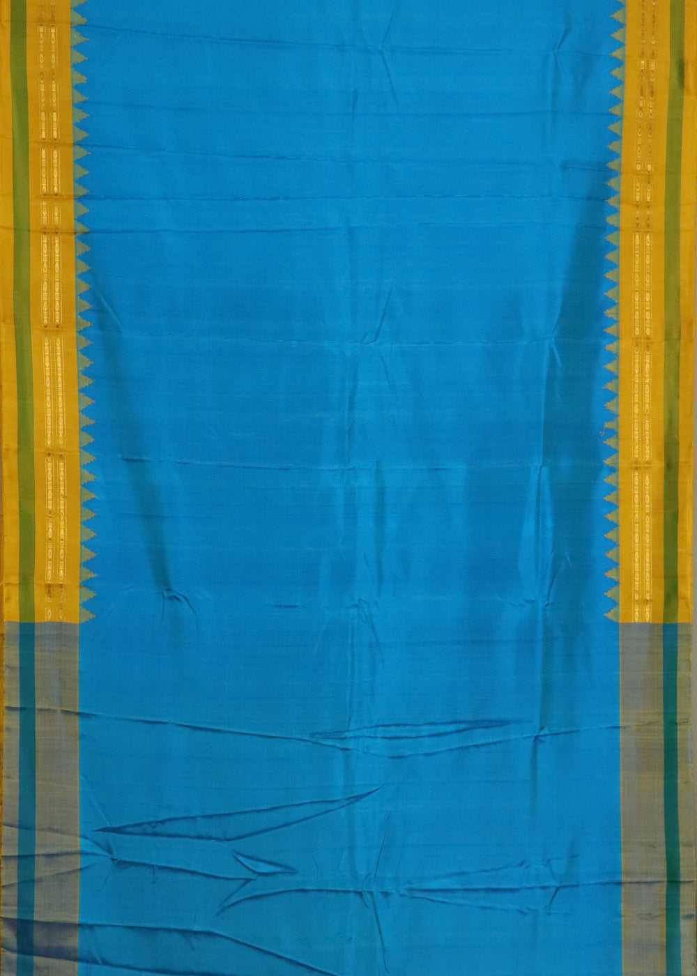 Azure blue color handloom Gadwal Silk saree