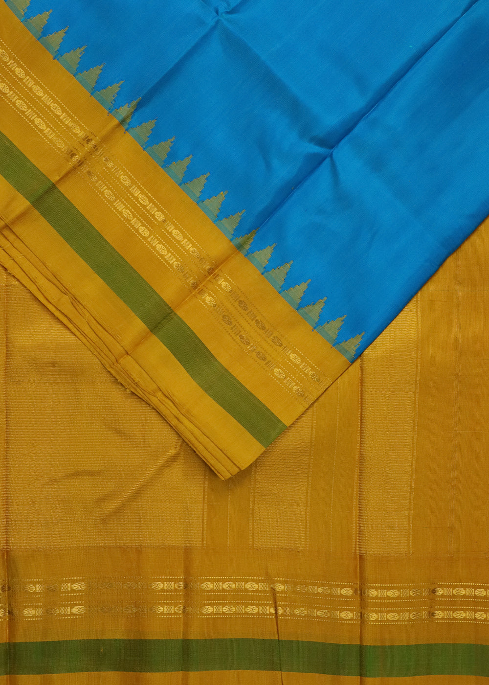 Azure blue color handloom Gadwal Silk saree