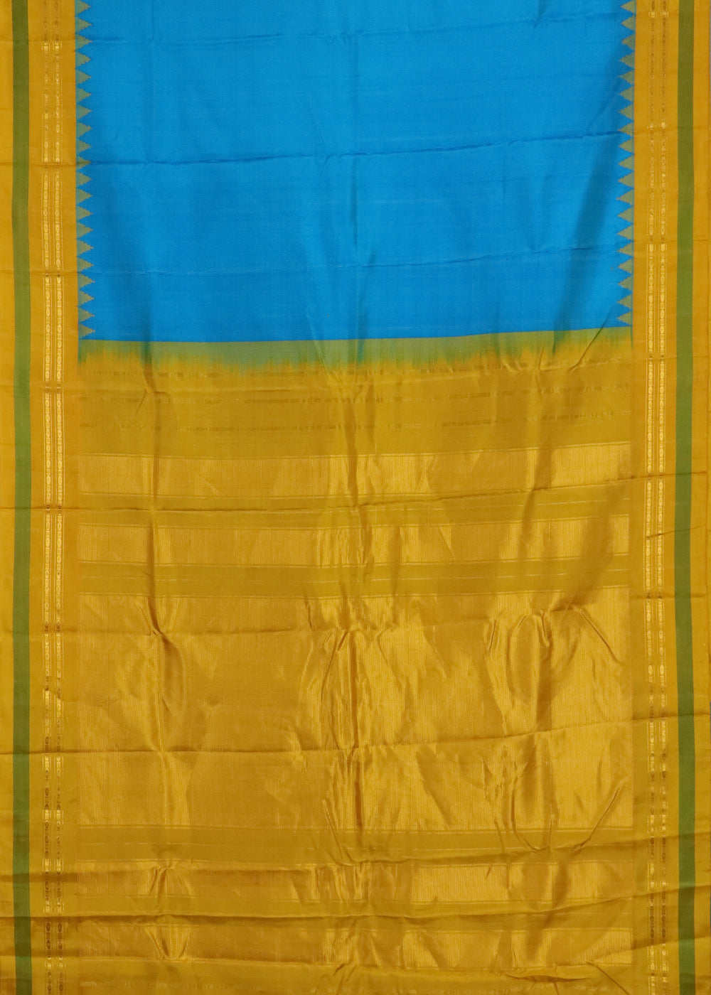 Azure blue color handloom Gadwal Silk saree