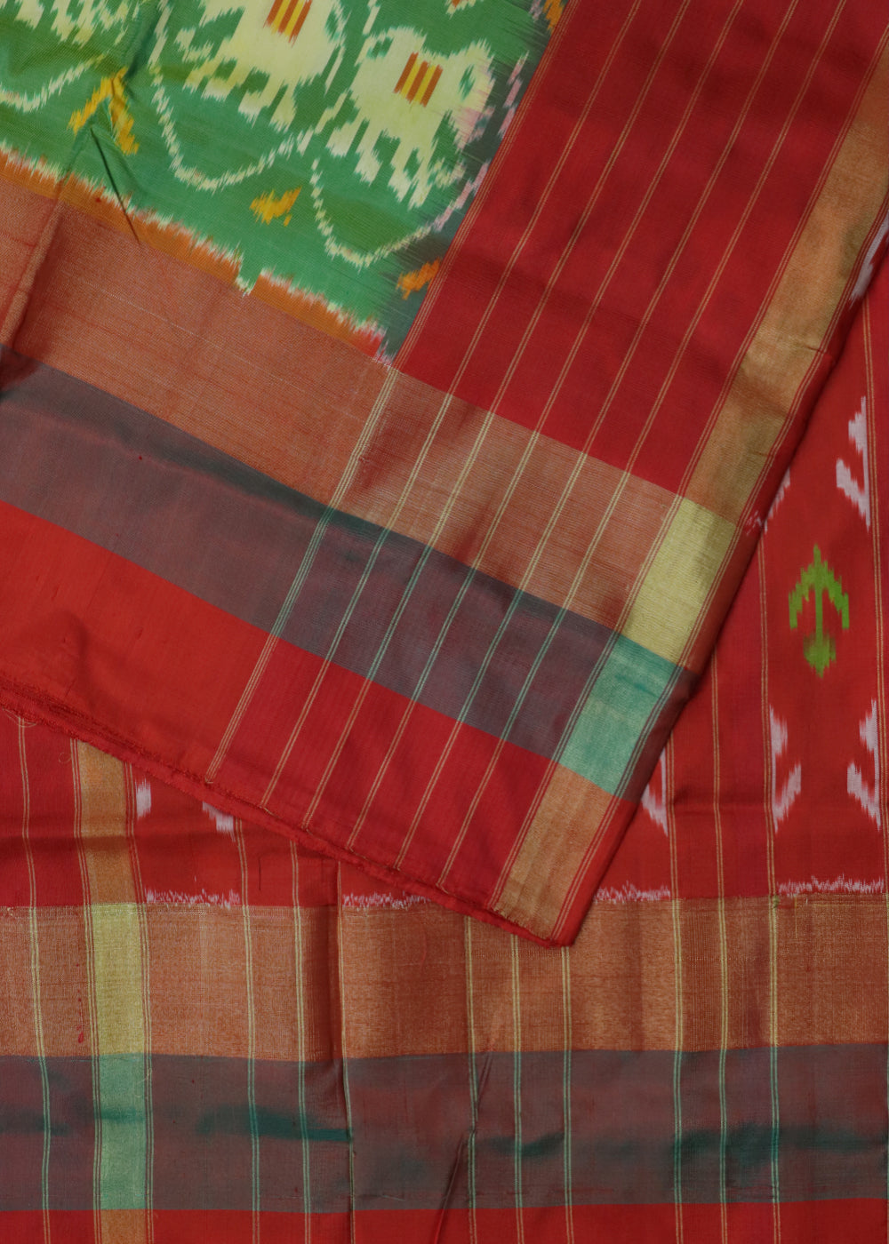 Emerald green handloom rajkot silk saree