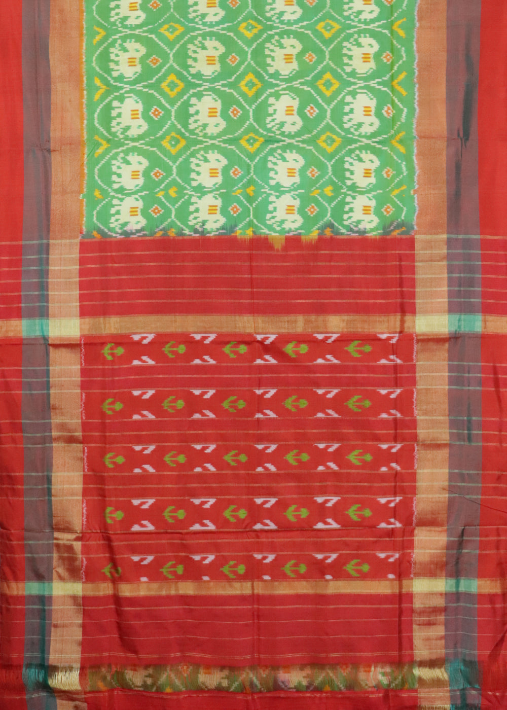 Emerald green handloom rajkot silk saree