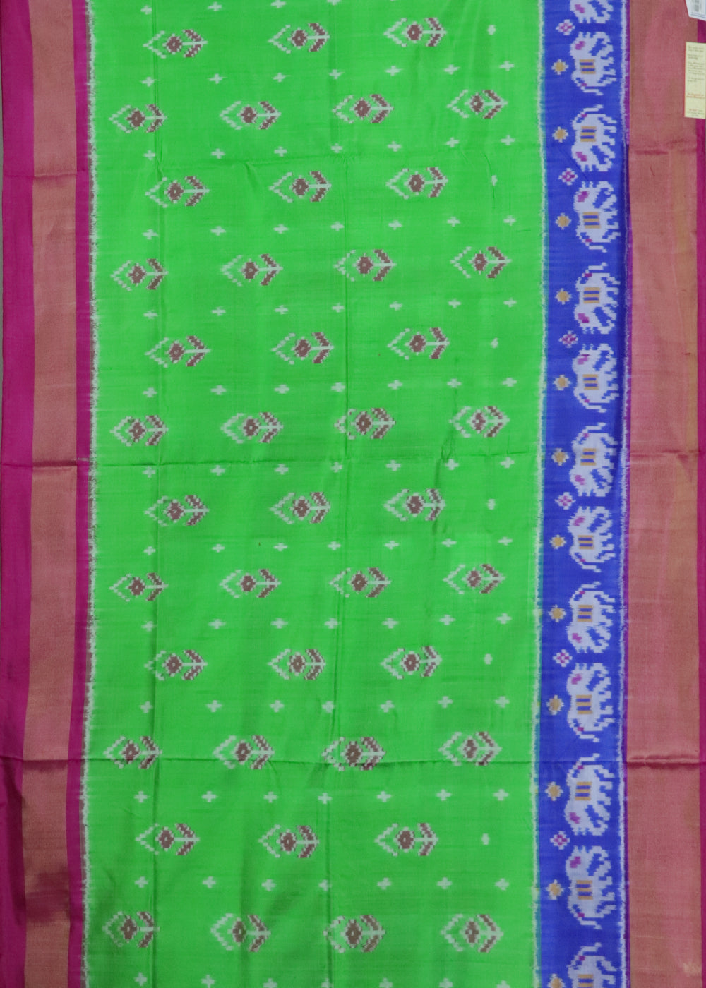 Kelly green color handloom rajkot silk saree