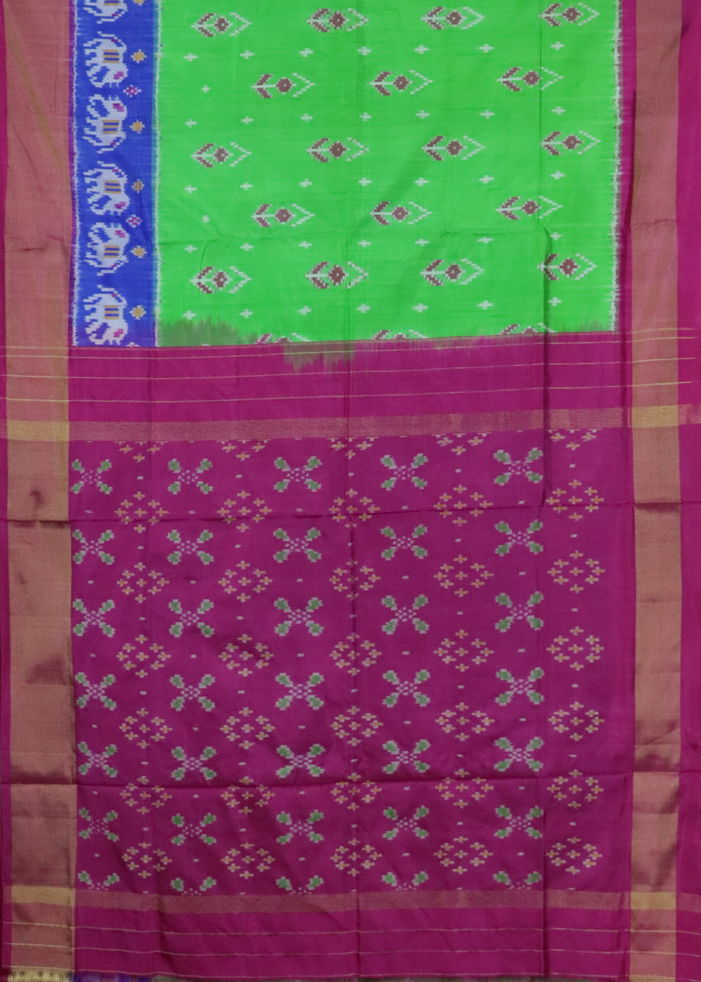 Kelly green color handloom rajkot silk saree