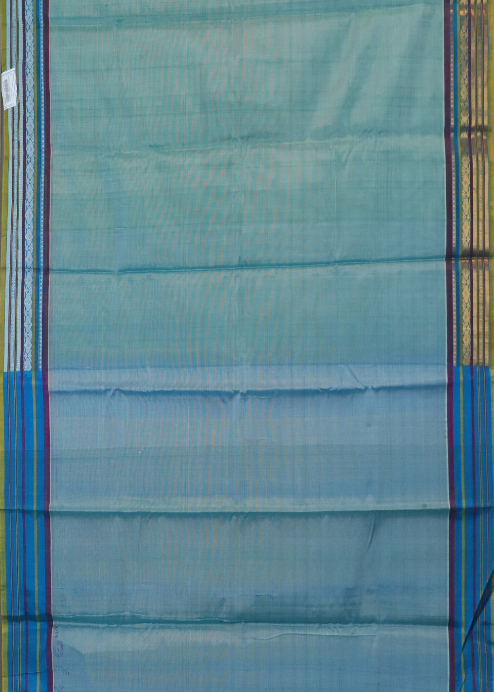 Turkish blue color Handloom Gadwal sico saree