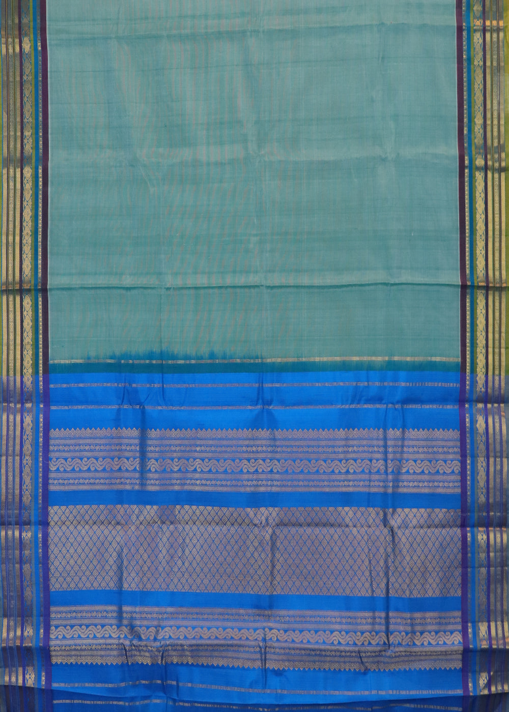 Turkish blue color Handloom Gadwal sico saree