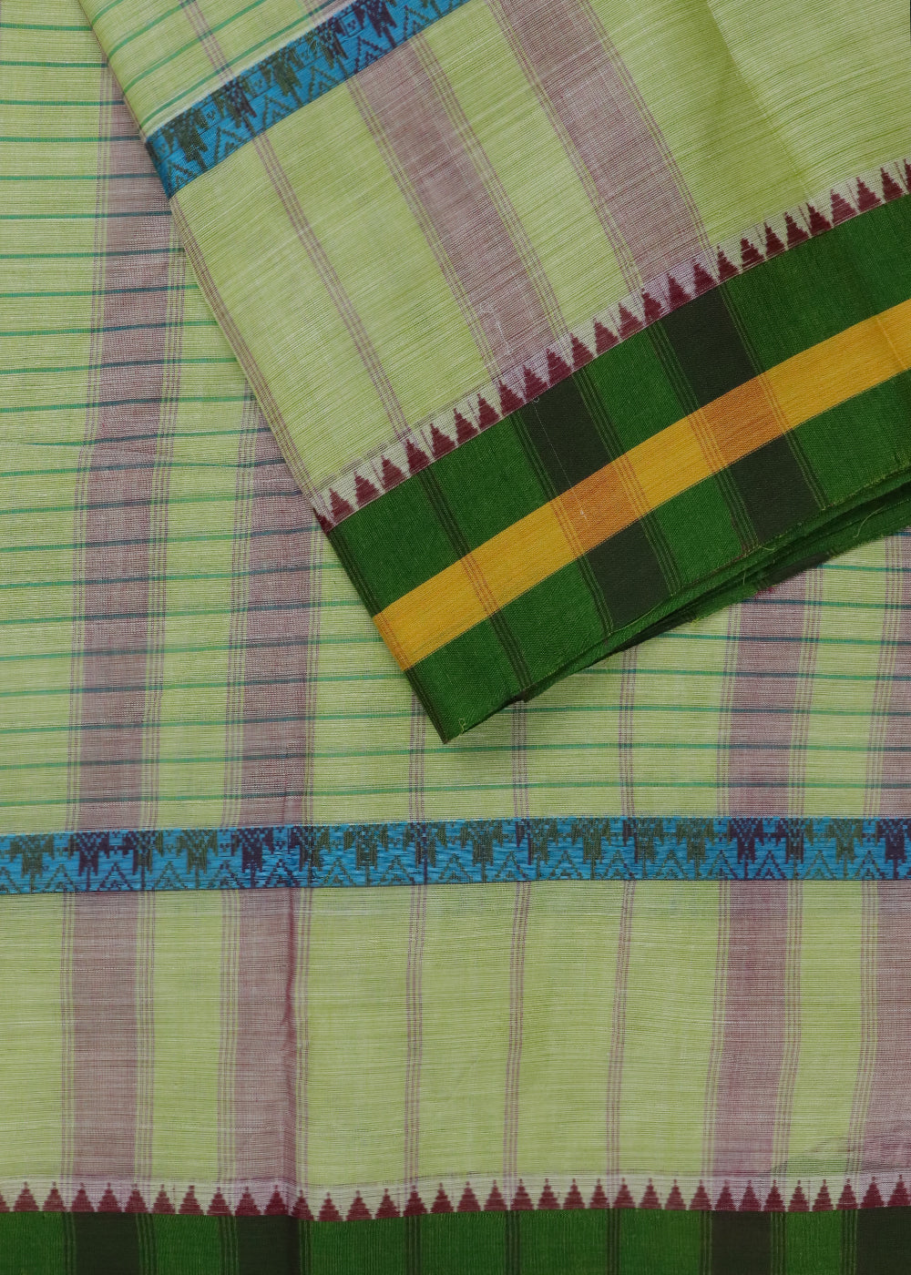 Sage green color narayanpet 9 yards cotton saree