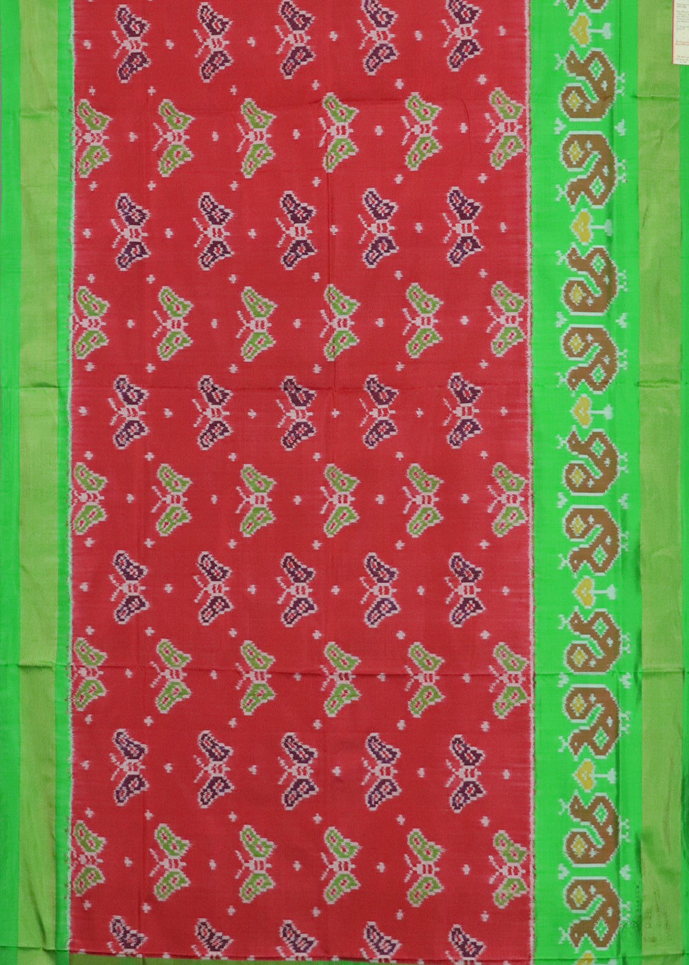 Carmine red color handloom rajkot silk saree