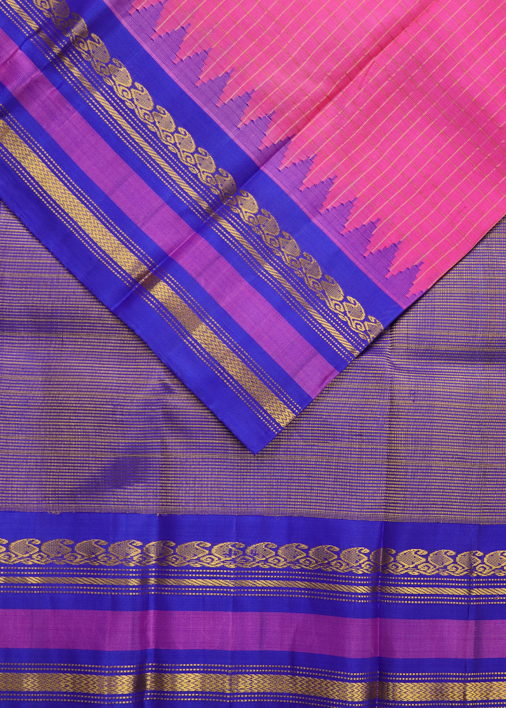 Magenta pink color handloom Gadwal Silk saree