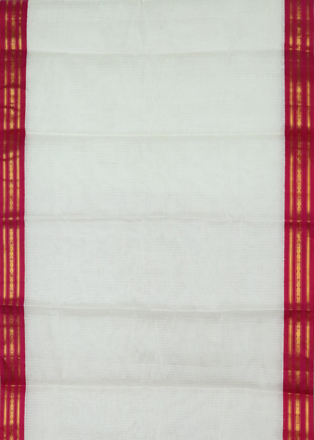 Half white color Gadwal cotton saree